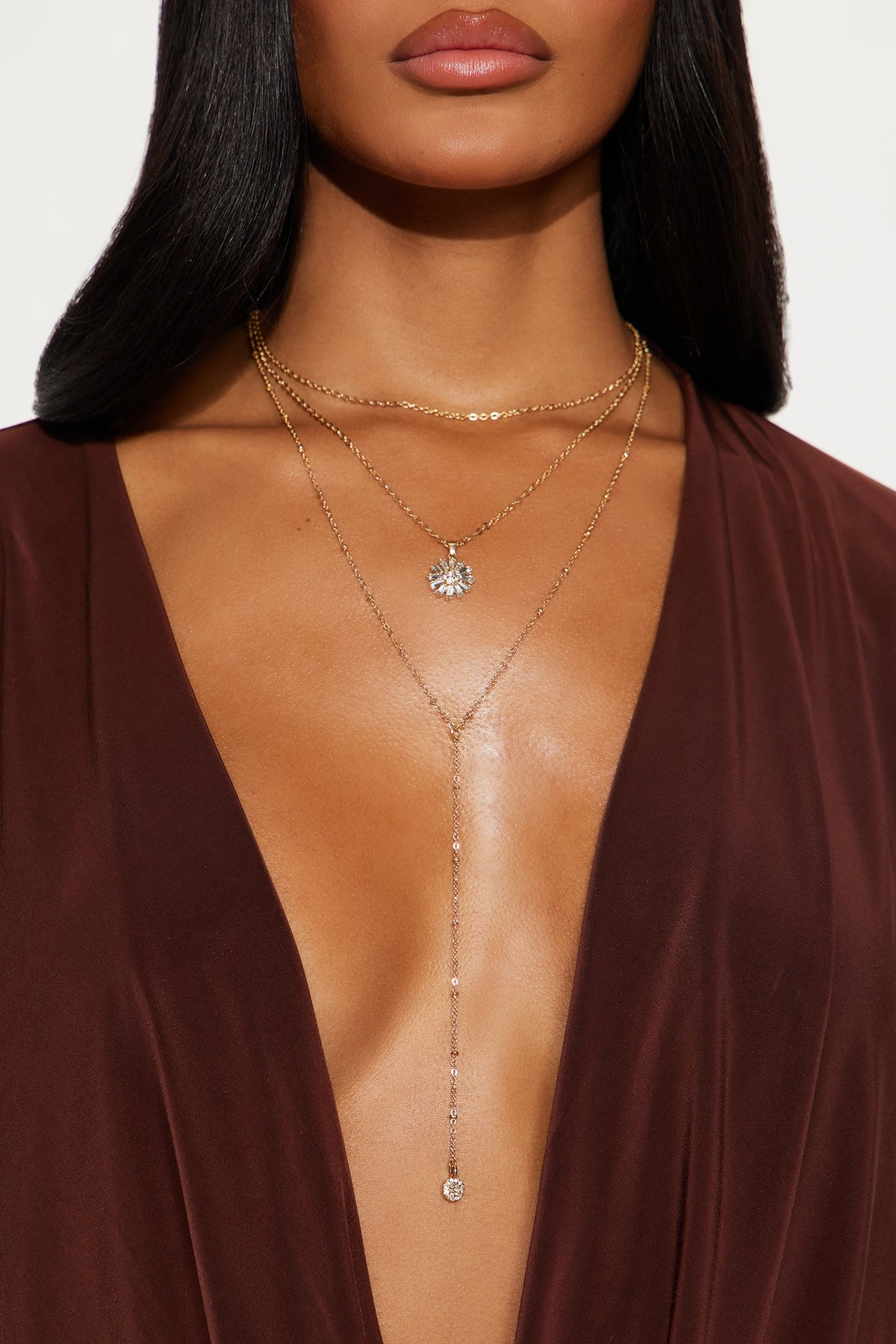 Beth Layered Lariat Necklace - Gold — Dourado