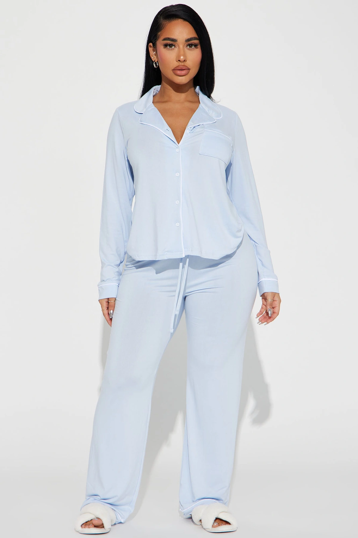 In The Morning PJ Pant Set - Light Blue — claro Azul