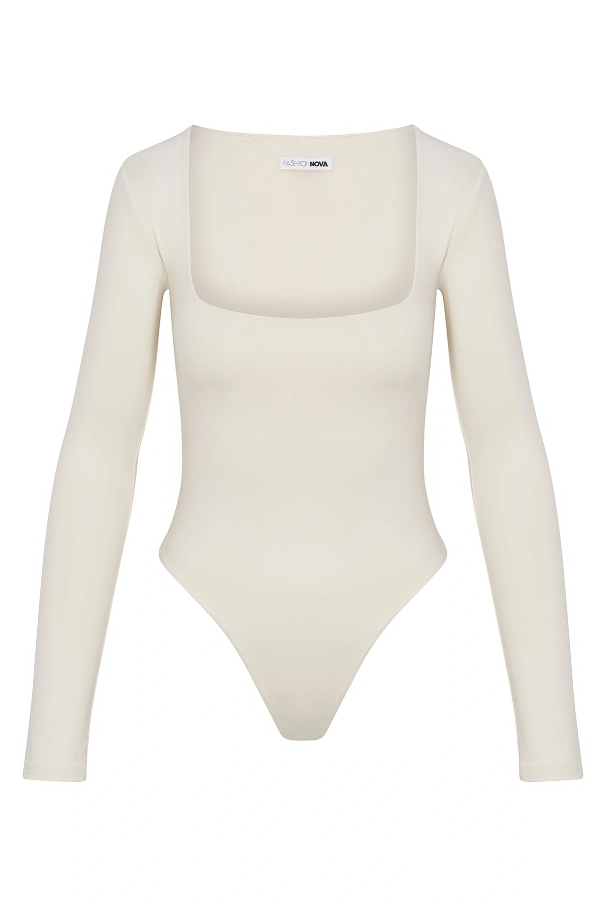 Contour Double Lined Long Sleeve Square Neck Bodysuit - Bone — Bone