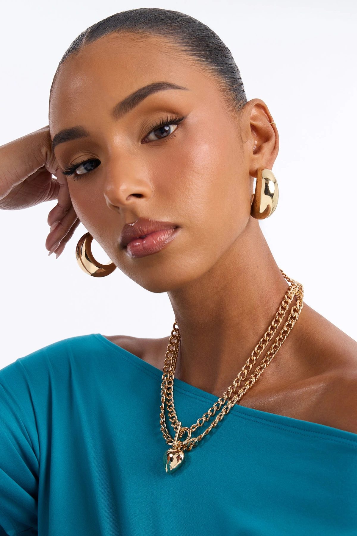 Token Of My Heart Layered Necklace - Gold — Dourado