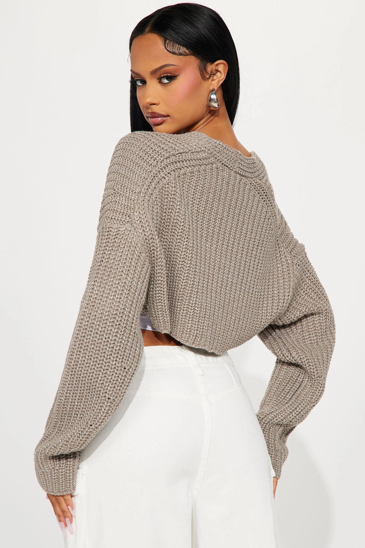 Cool Girl Mood Bolero Sweater - Taupe — Bege acinzentado