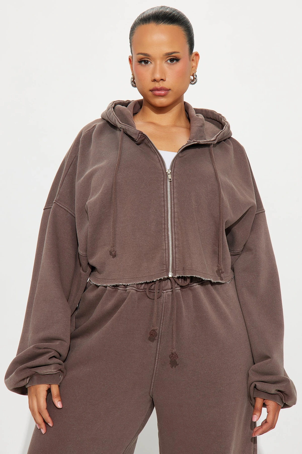 On The Go Fleece Pant Set - Chocolate — Chocolate