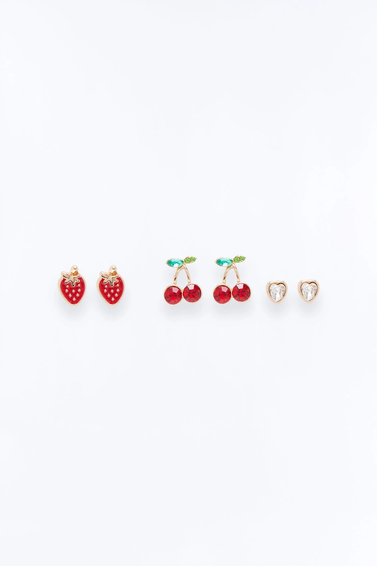 Fruit Crush 3 Pair Earring Set - Red/combo — Vermelho/combinação