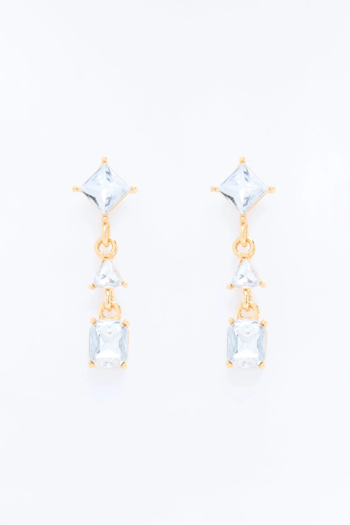 Time Stands Still Rhinestone Earrings - Gold — Dourado