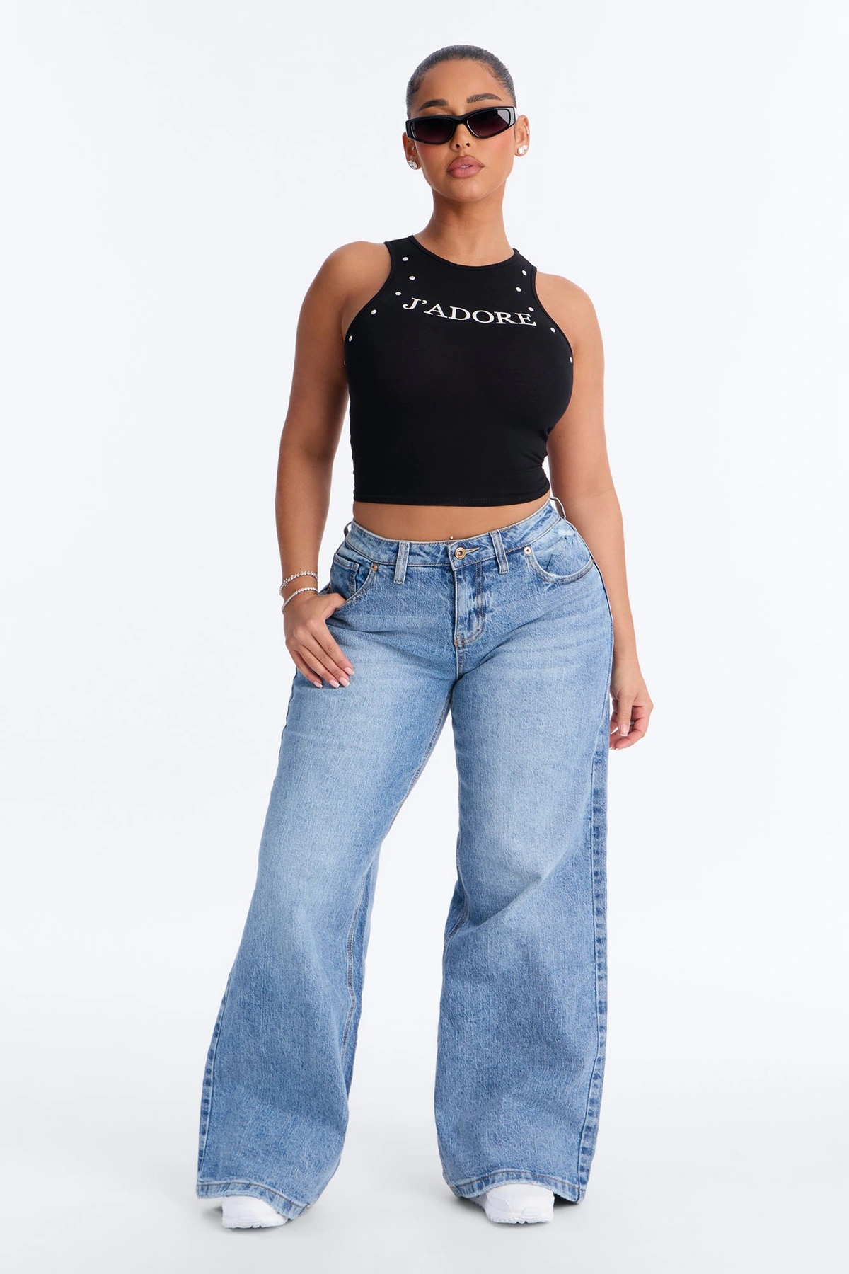 J'adore Studded Tank Top - Black — Preto