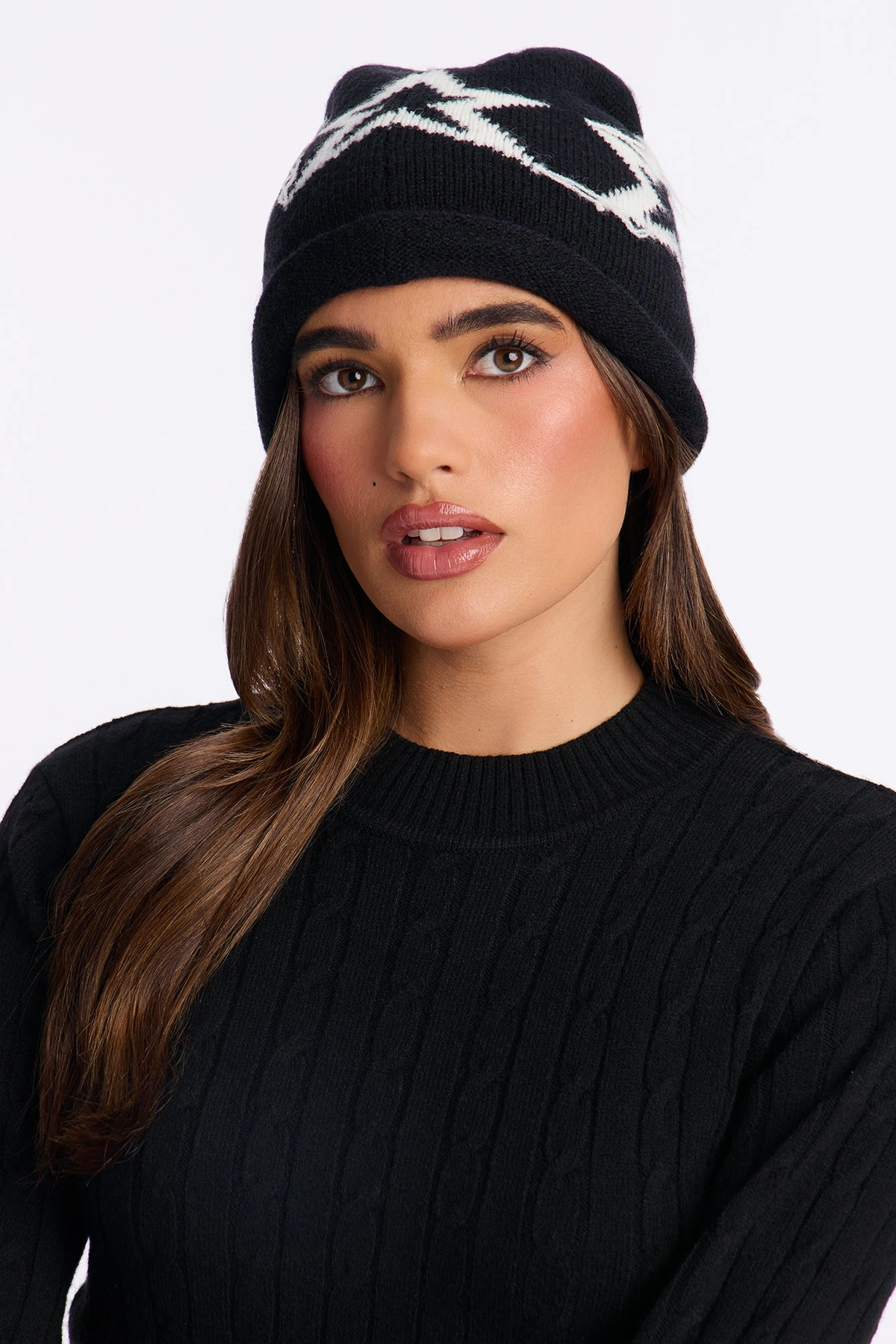 Star Gaze Beanie - Black/White — Preto/Branco