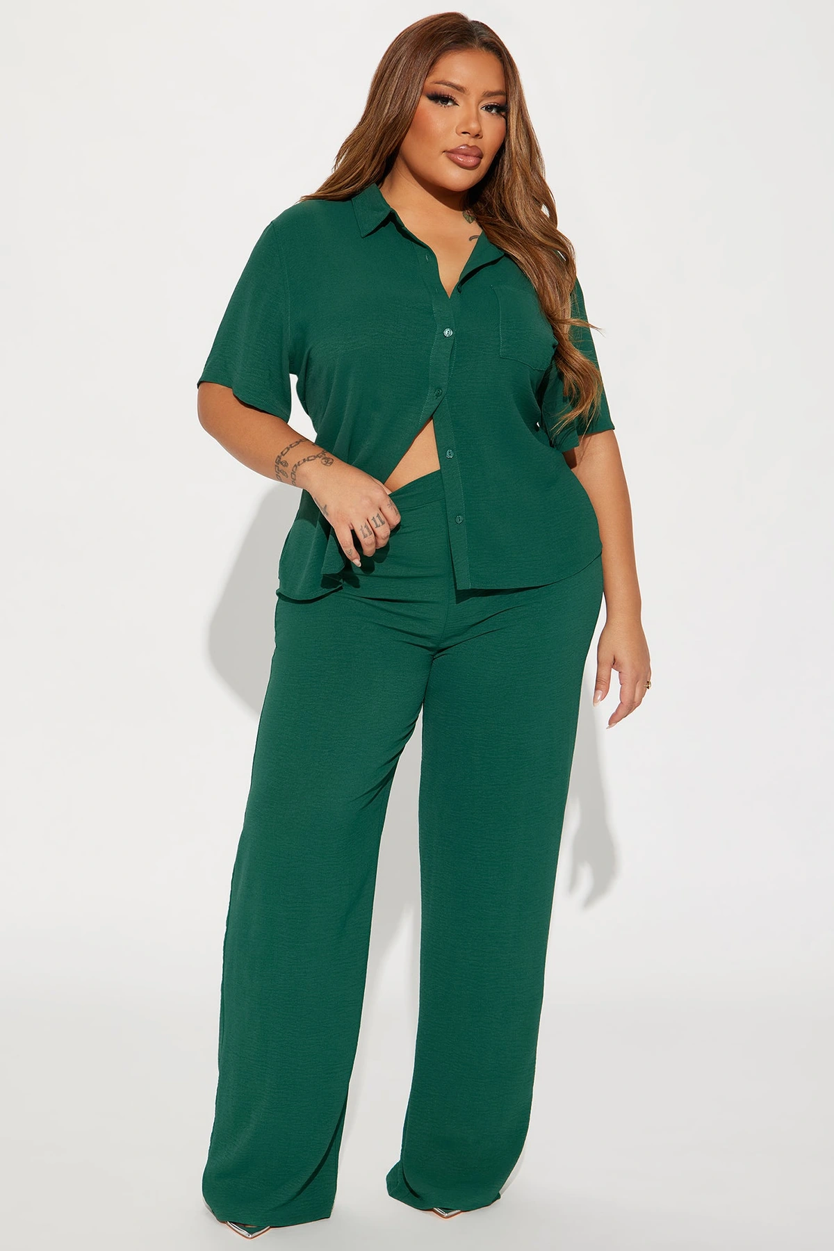 Makenzie Short Sleeve Pant Set - Hunter — Verde-escuro