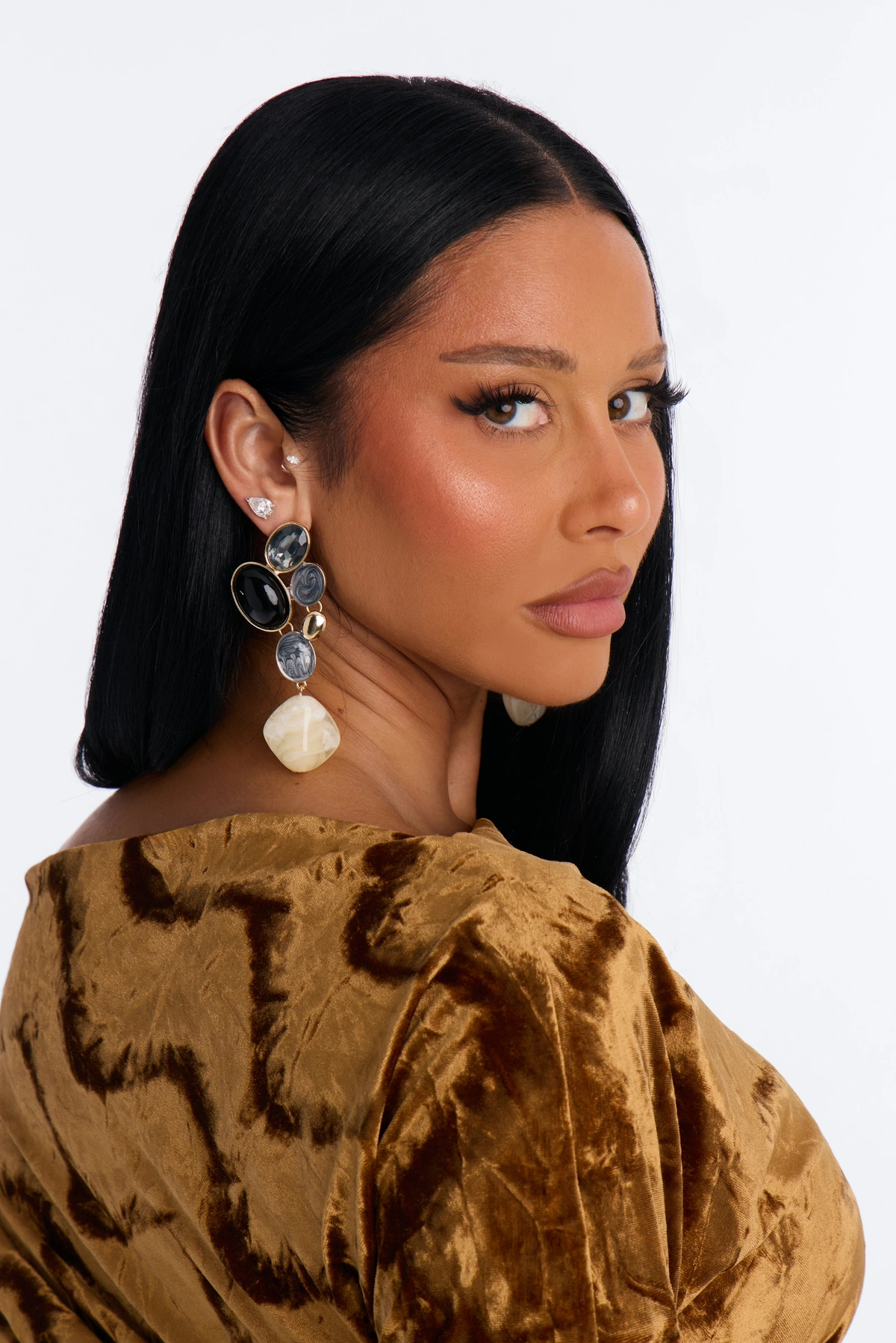 Want All The Jewels Drop Earrings - Black/combo — Preto/combinação