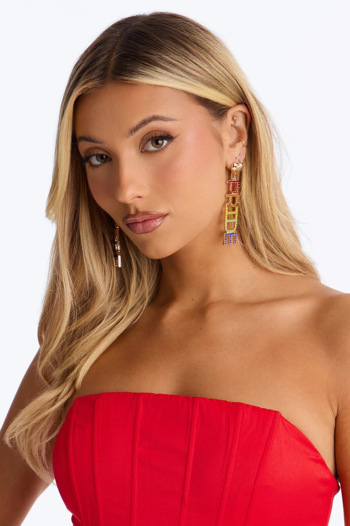 Happy Pride Rhinestone Earrings - Multi Color — Multicolor