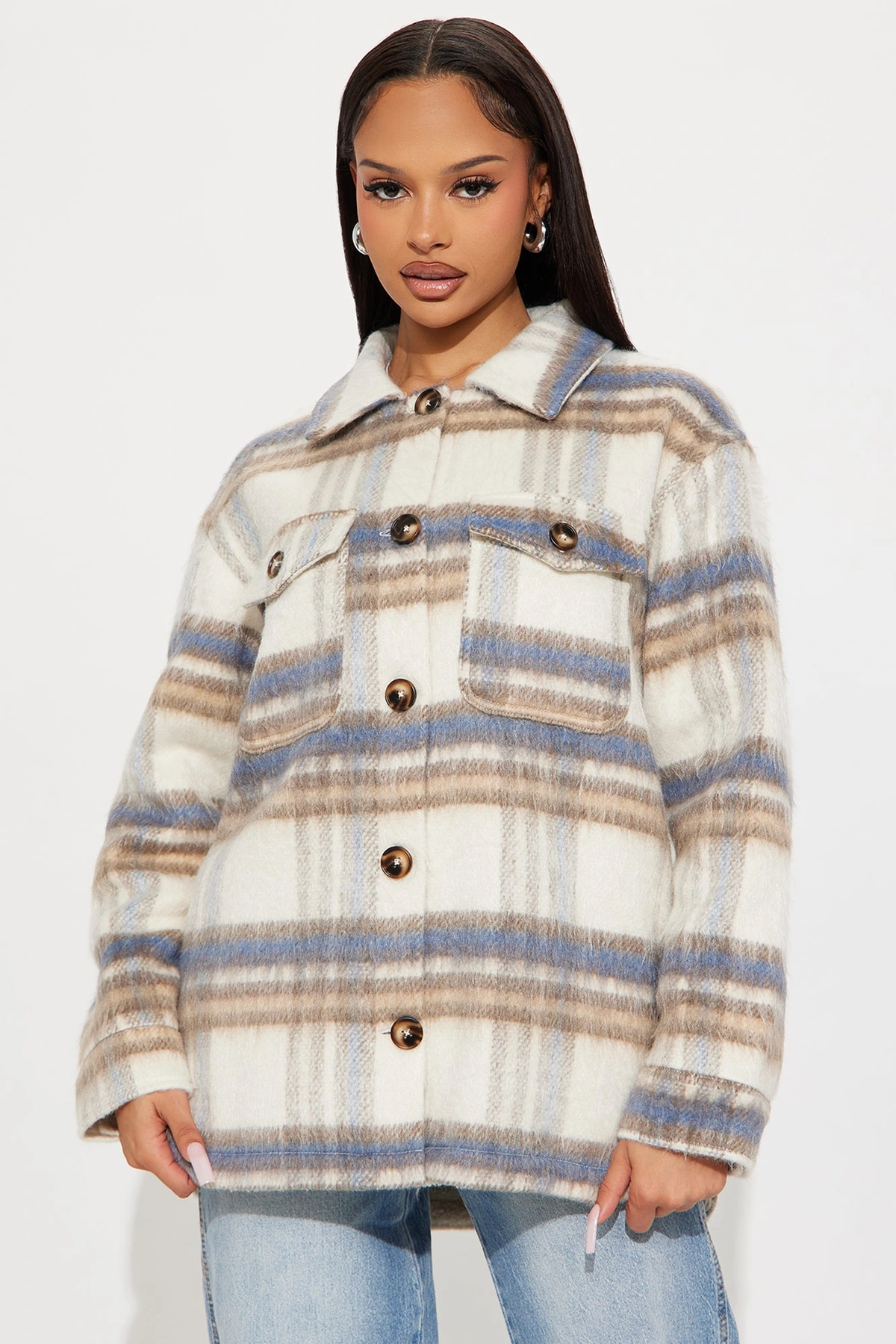 Nashville Living Plaid Shacket - Blue/combo — Azul/combinação