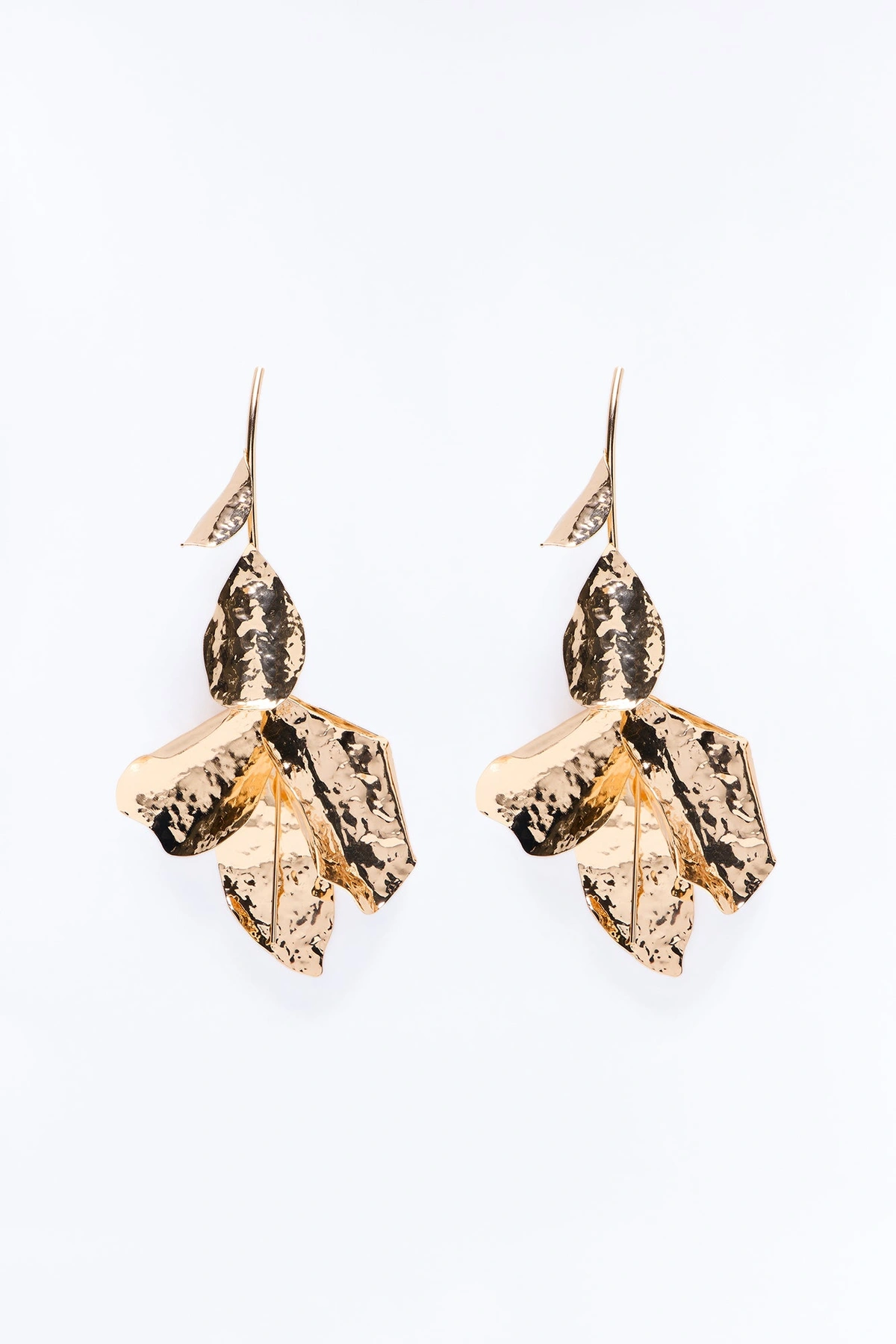 Lotus Floral Drop Earrings - Gold — Dourado