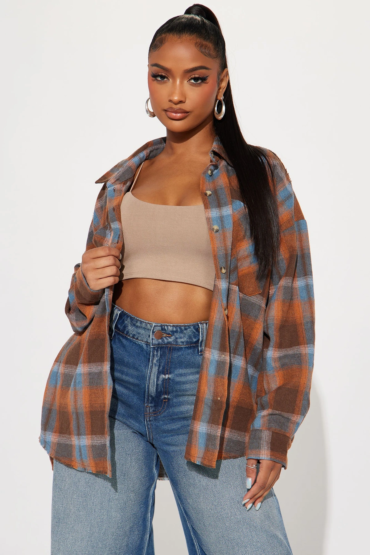 Leilani Plaid Shirt - Brown Combo — Castanho combinação