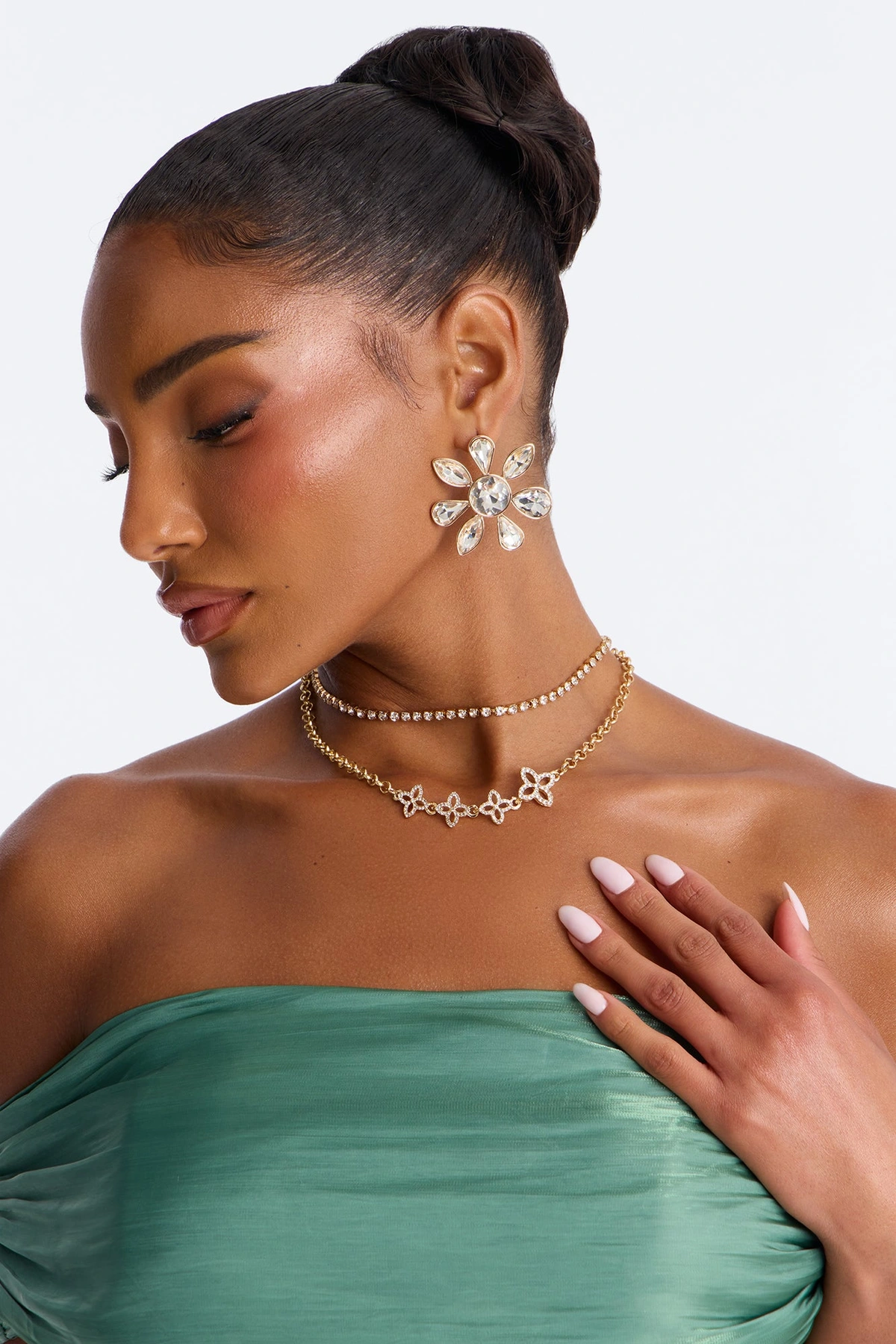 Dazzling Daisies Layered Necklace - Gold — Dourado