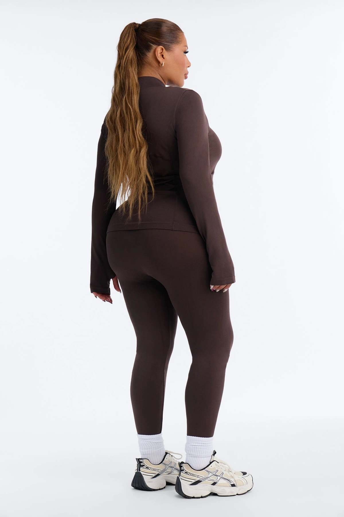 All Love Seamless Zip Up Legging Set - Chocolate — Chocolate