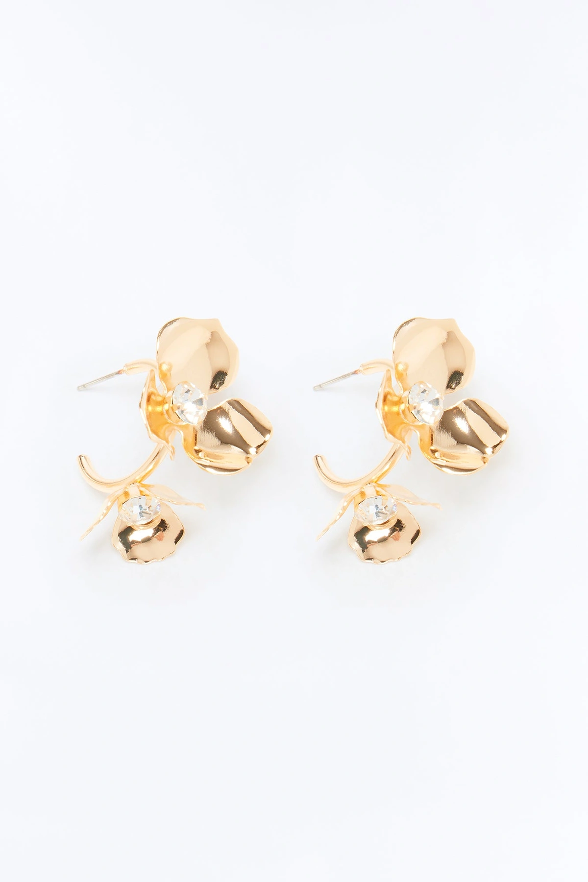 Must’ve Been Something Floral Hoop Earrings - Gold — Dourado