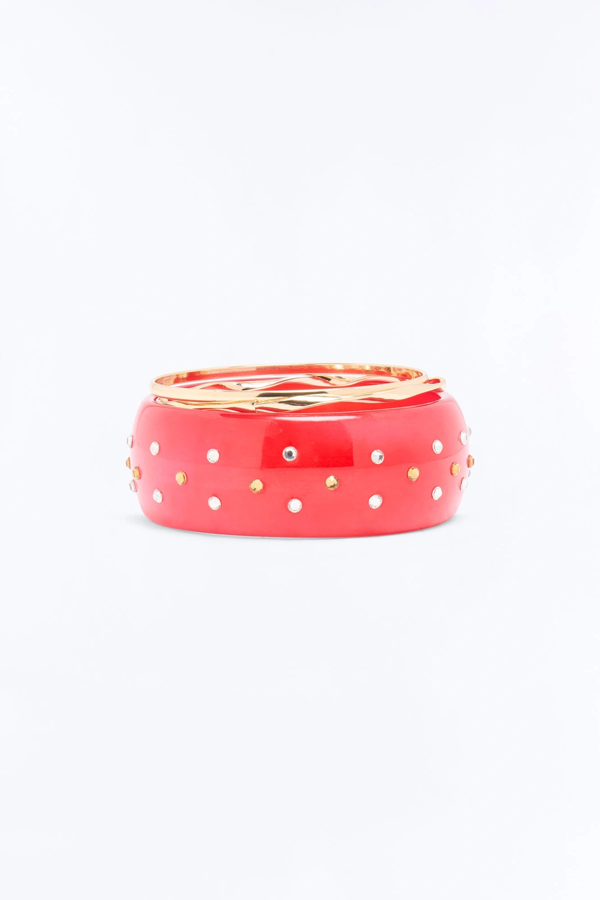 Amereta 3 Piece Bracelet Set - Gold/Red — Dourado/Vermelho