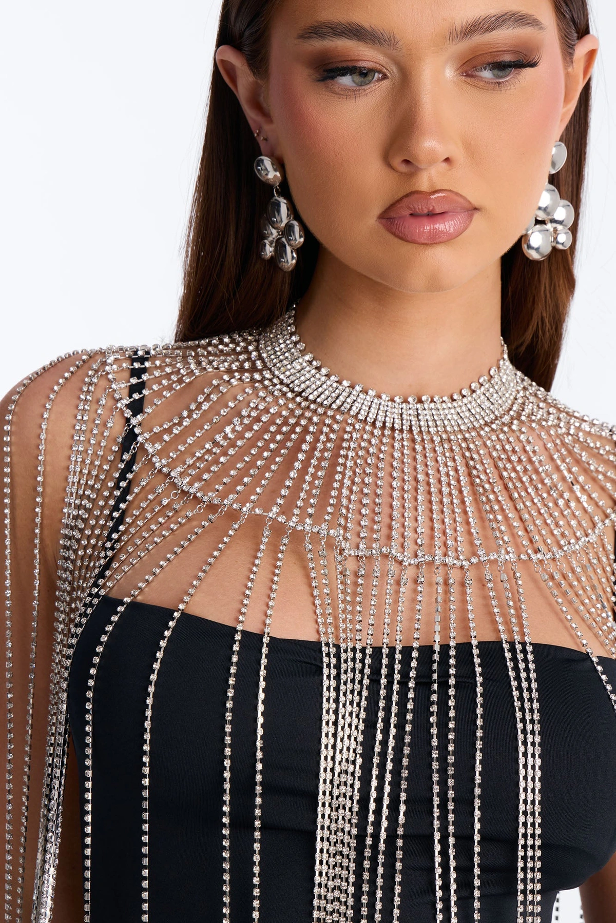 Wow Them Rhinestone Necklace - Silver — Prateado