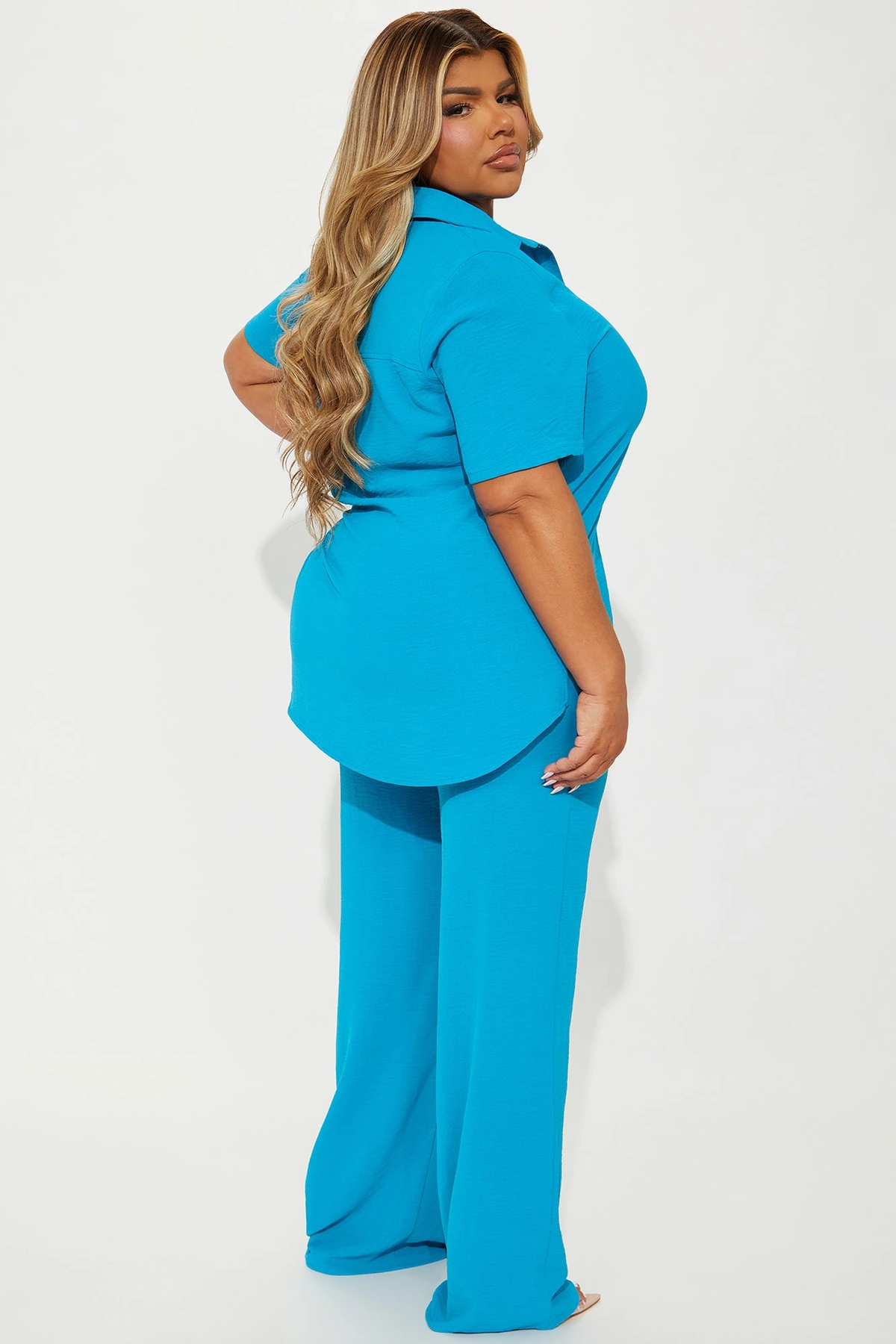 Makenzie Short Sleeve Pant Set - Turquoise — Turquoise