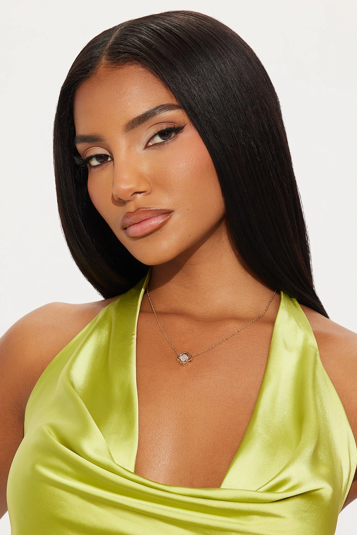 One For Me Rhinestone Clover Pendant Necklace - Gold — Dourado