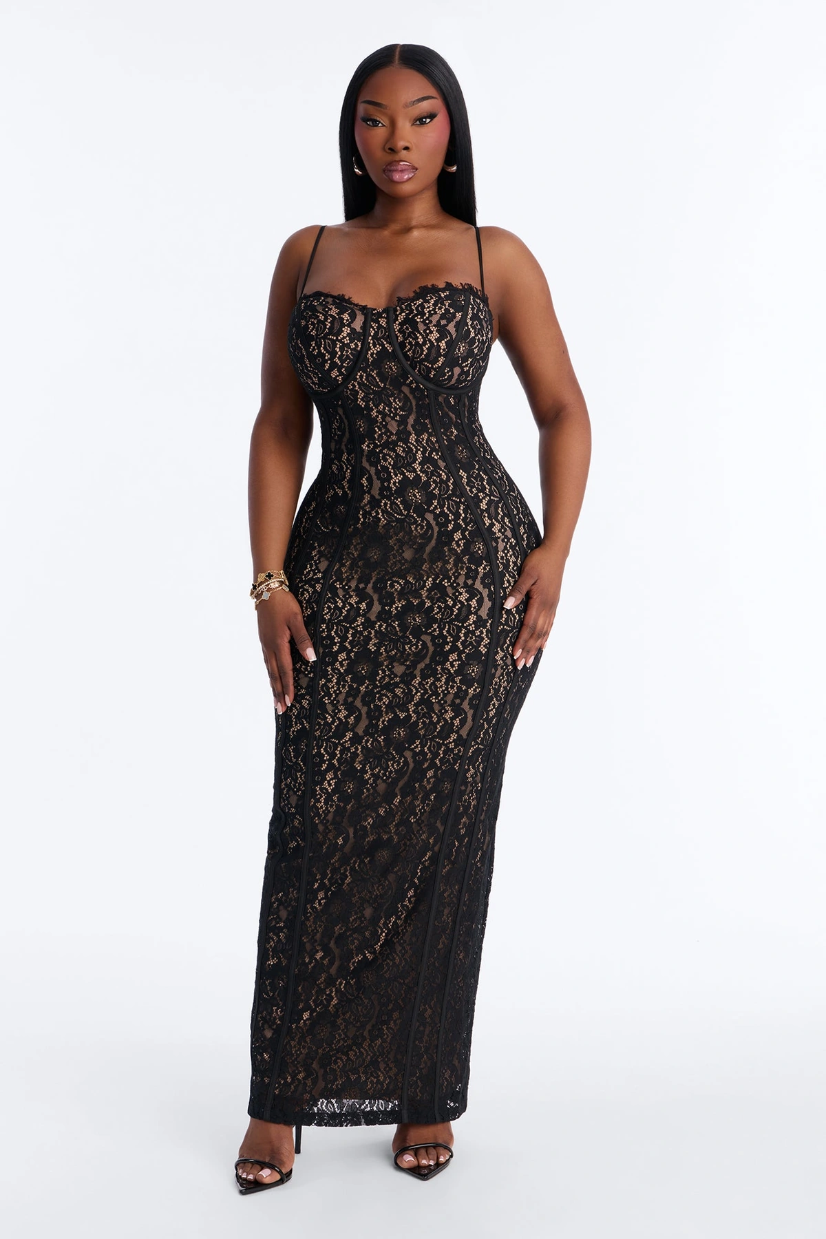 All In Love Lace Maxi Dress - Black — Preto