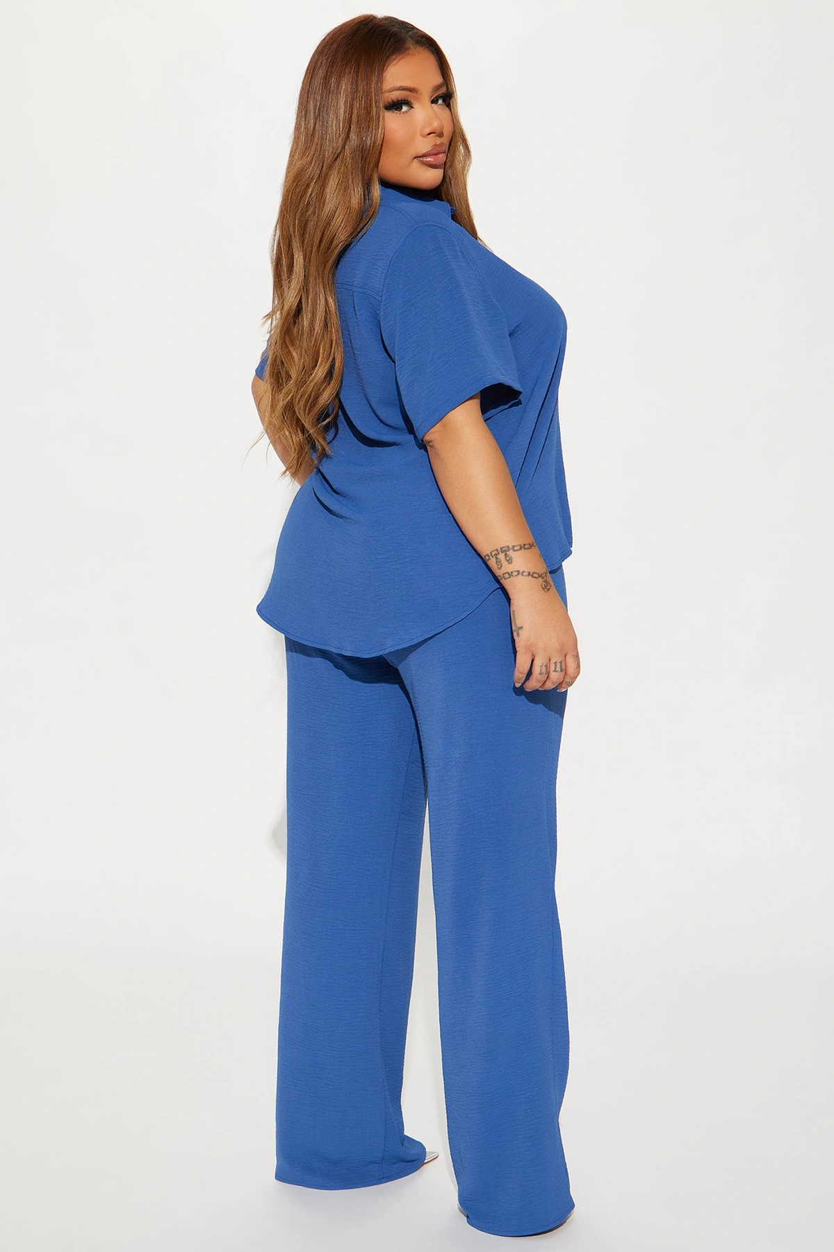 Makenzie Short Sleeve Pant Set - Slate Blue — Slate Azul