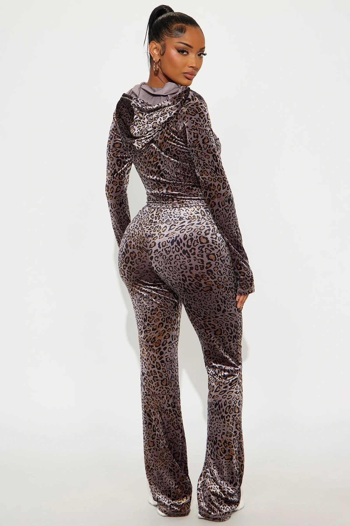 Wild Ease Velvet Leopard Pant Set - Brown/combo — Castanho/combinação