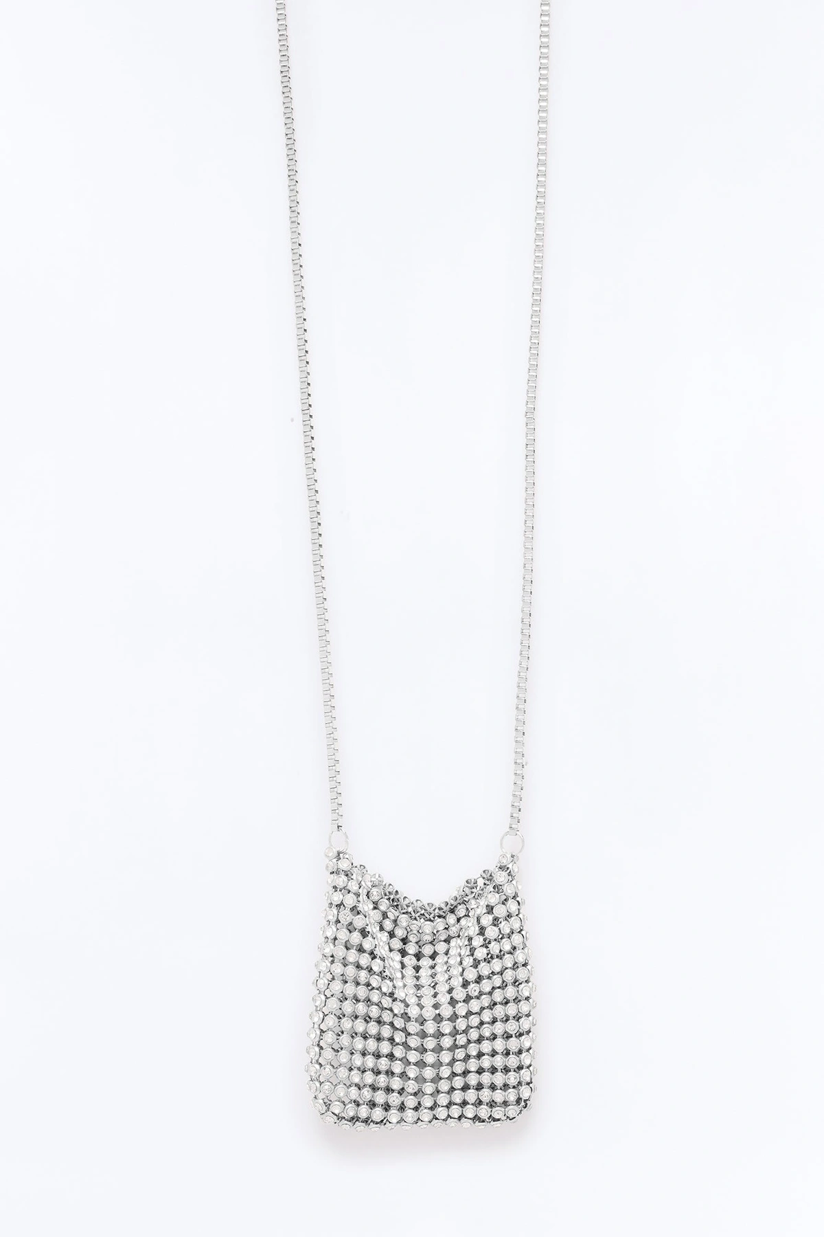 Pocket Full Of Rhinestone Handbag Necklace - Silver — Prateado
