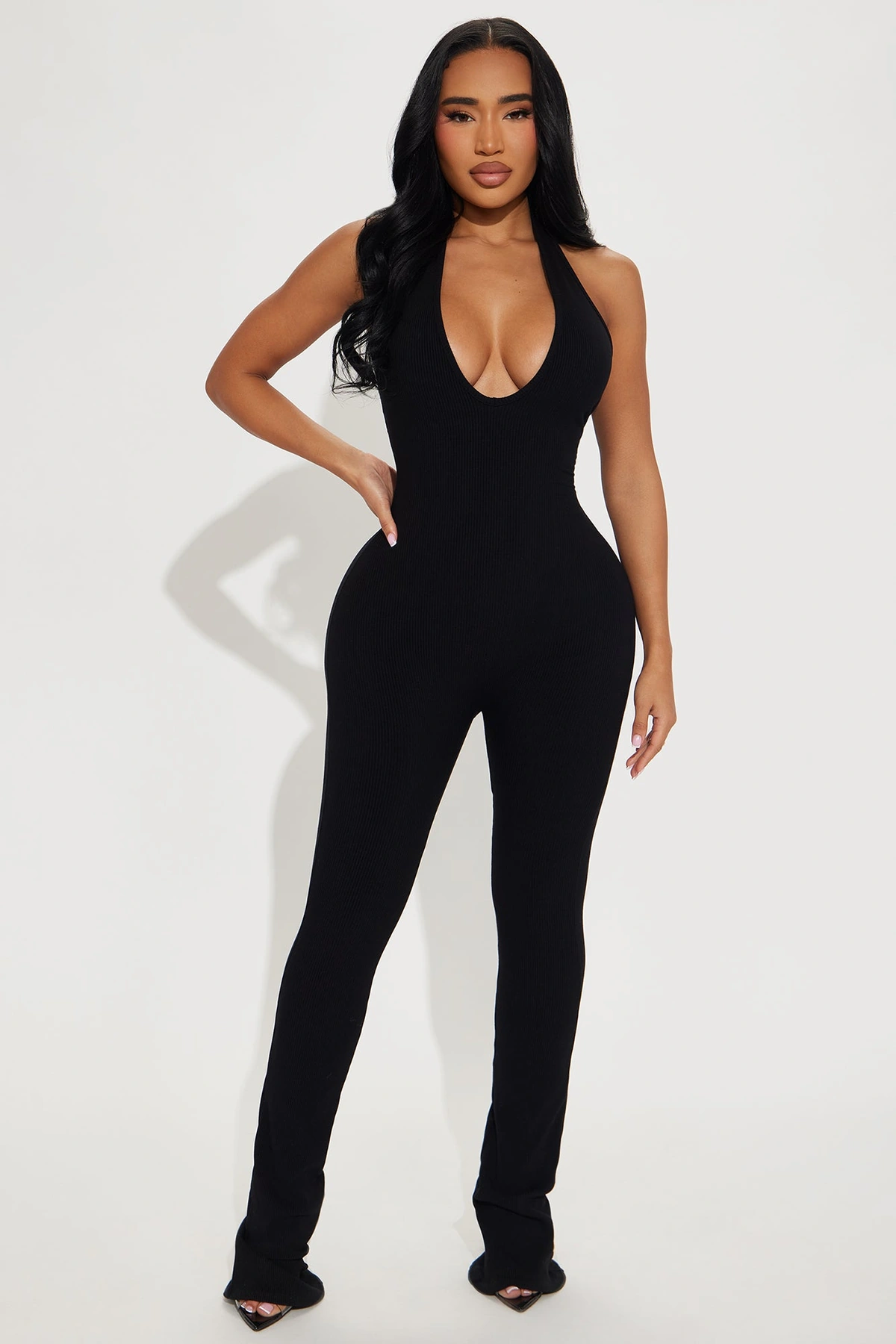 Taytum Snatched Flare Leg Jumpsuit - Black — Preto