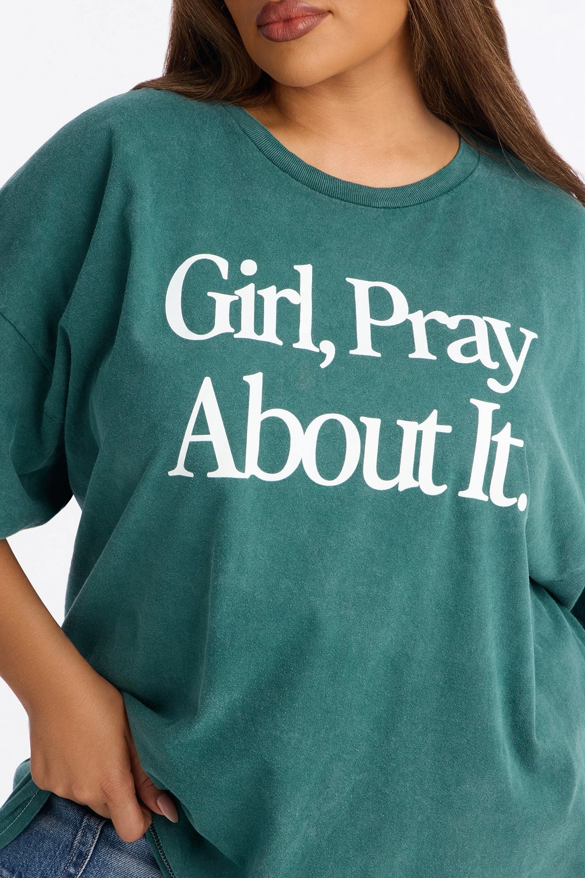 Girl Pray About It Washed Tshirt - Hunter — Verde-escuro