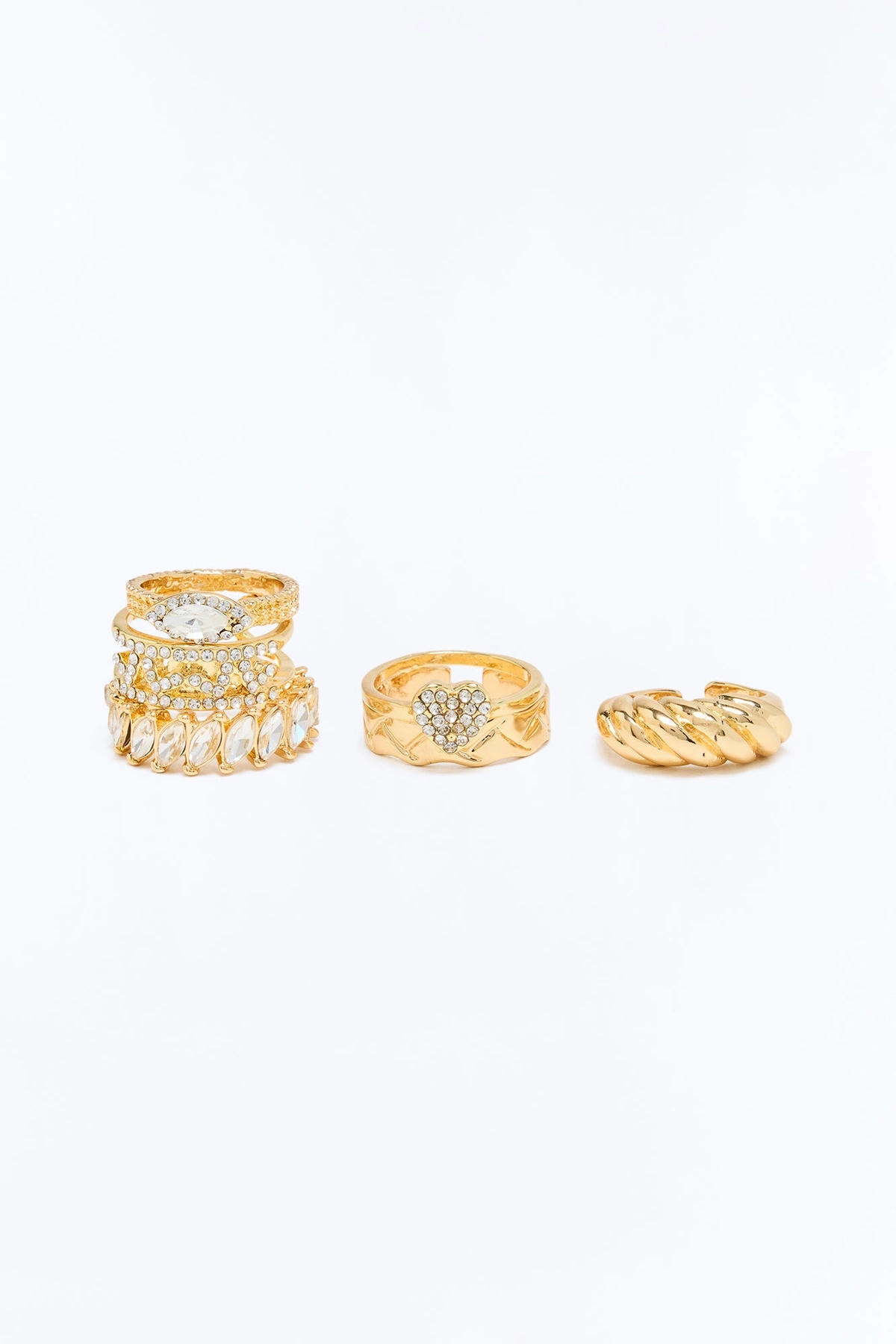 Side By Side 6 Piece Ring Set - Gold — Dourado