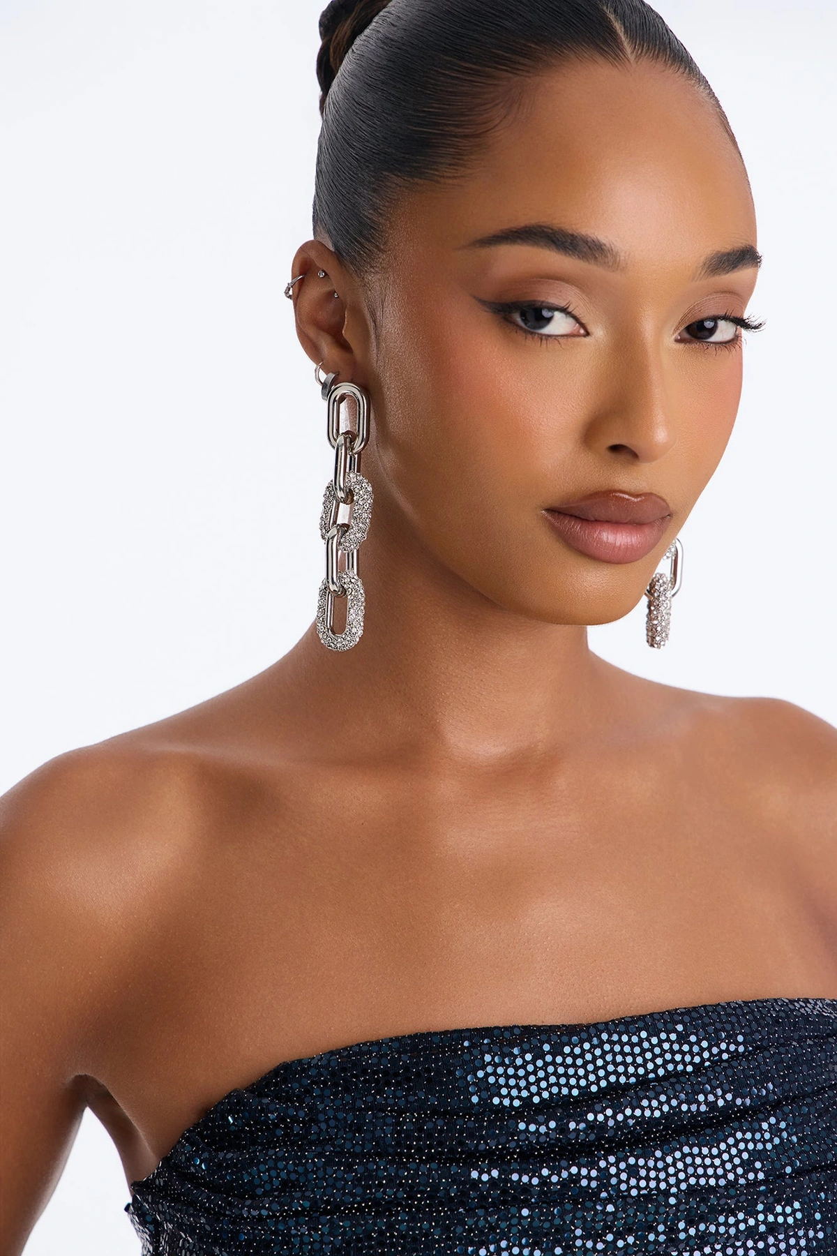 Rebel Link Drop Earrings - Silver — Prateado