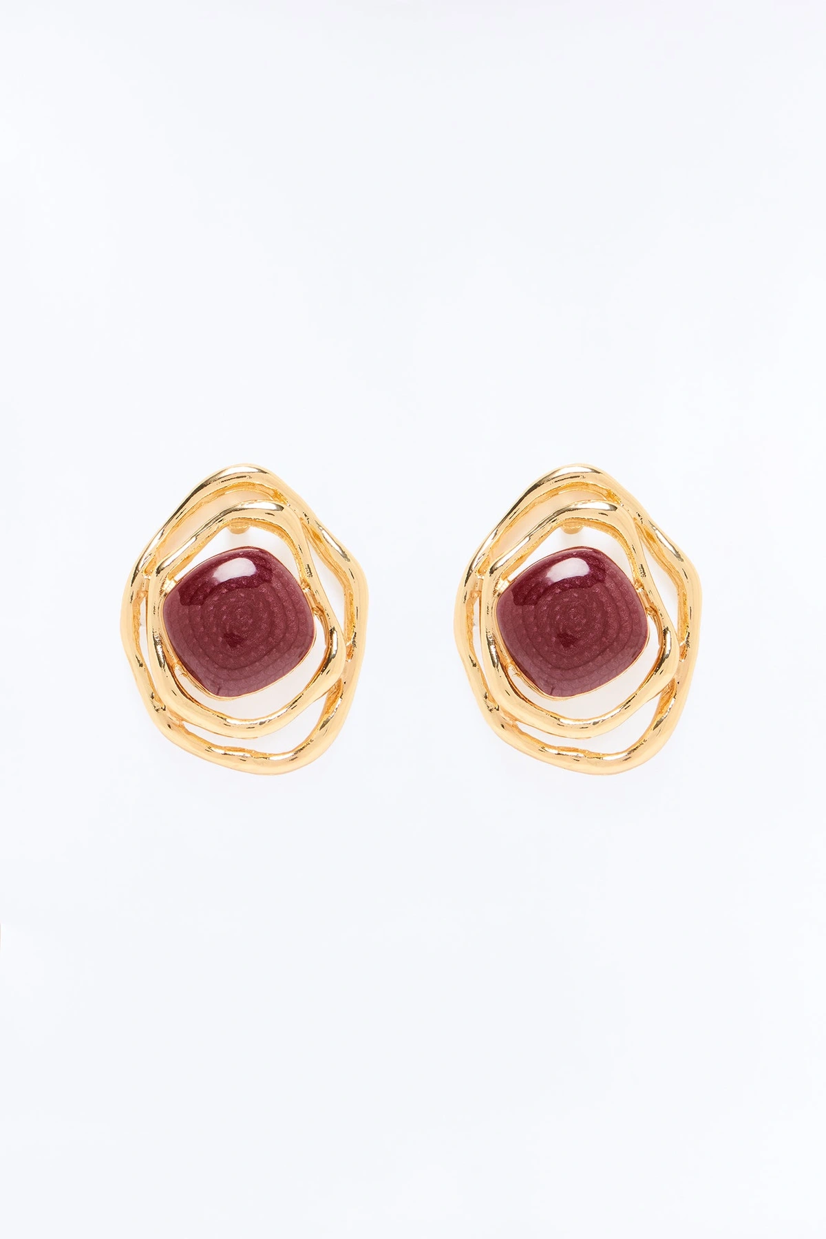 Desert Mirage Stud Earring - Gold/Red — Dourado/Vermelho