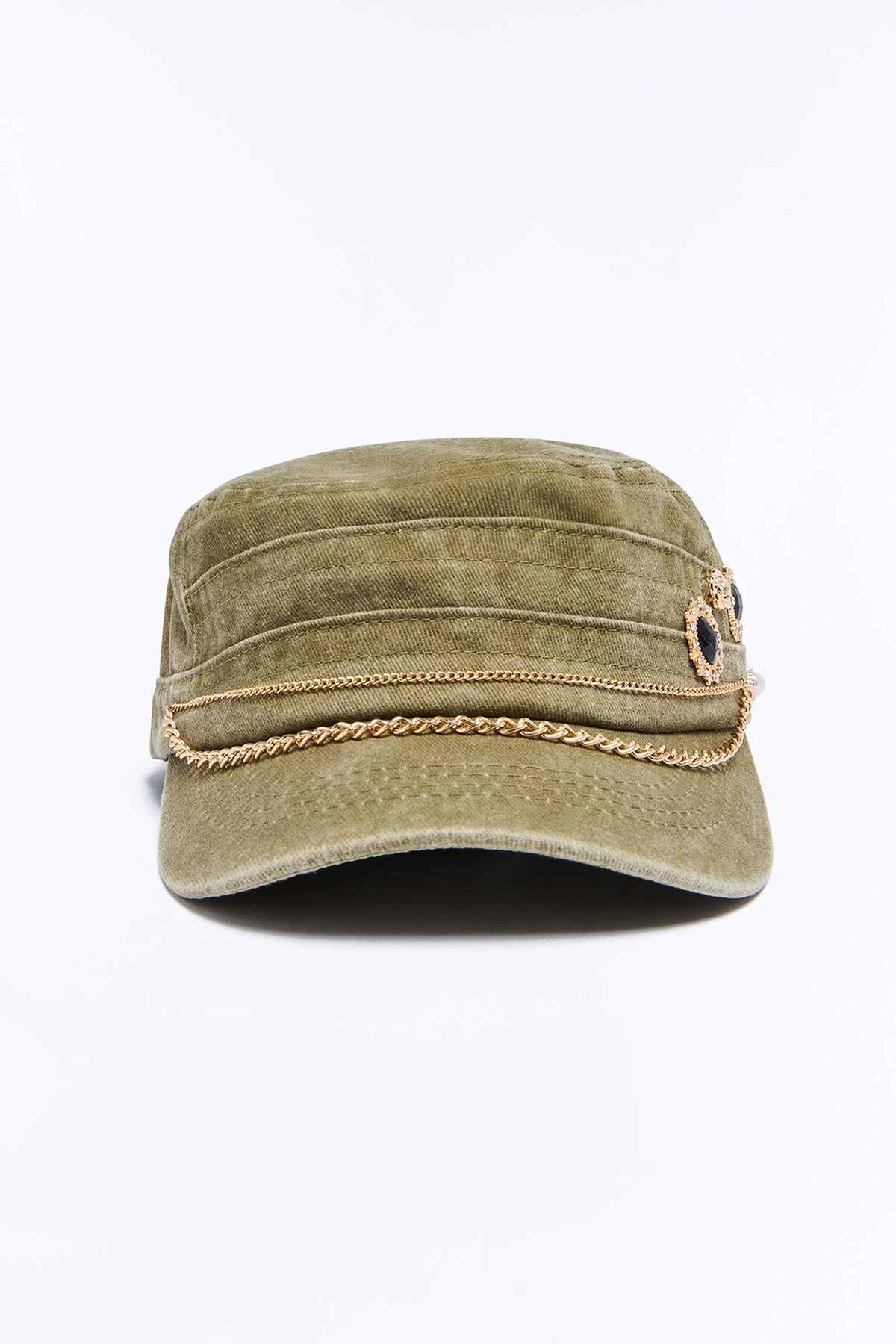 Westside Story Embellished Cadet Hat - Olive — Verde-azeitona