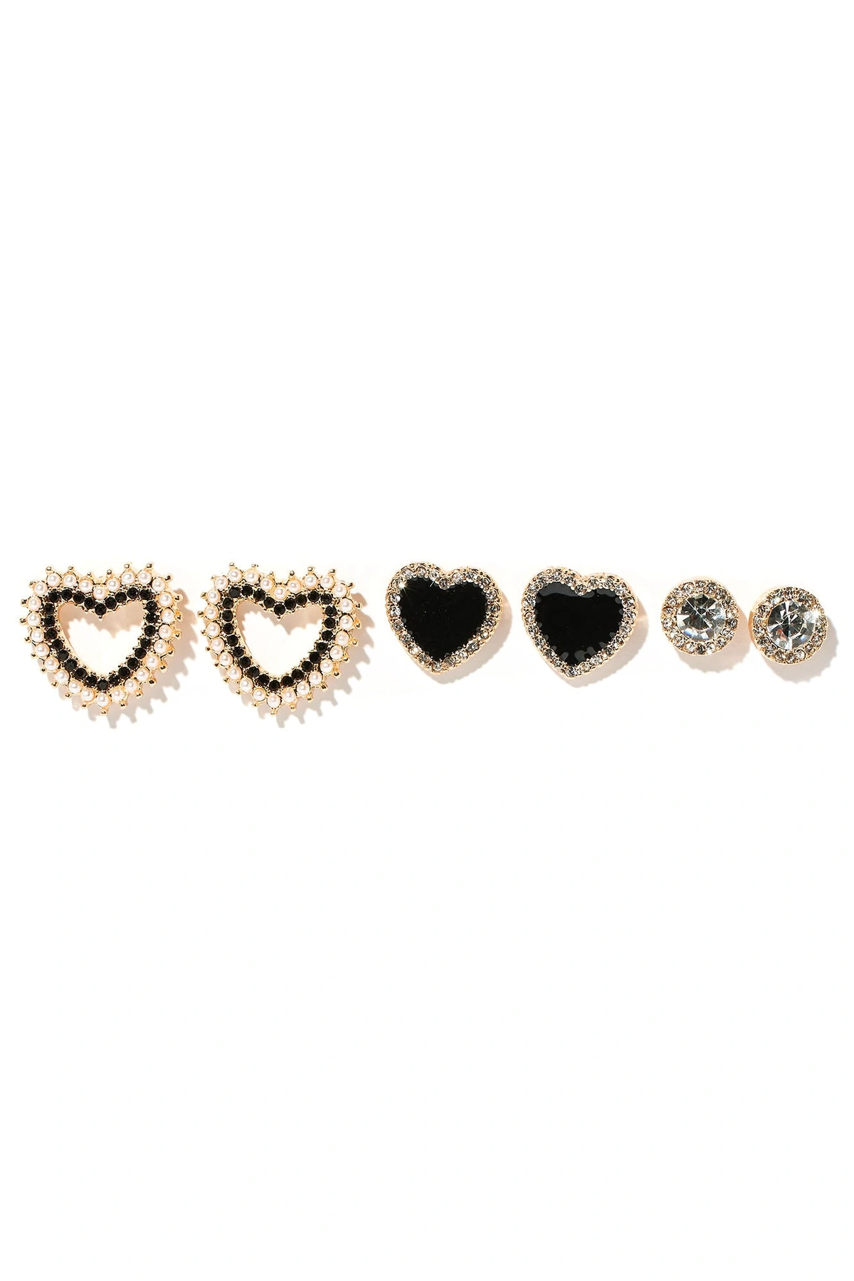 My Darling 3 Piece Earring Set - Black/combo — Preto/combinação