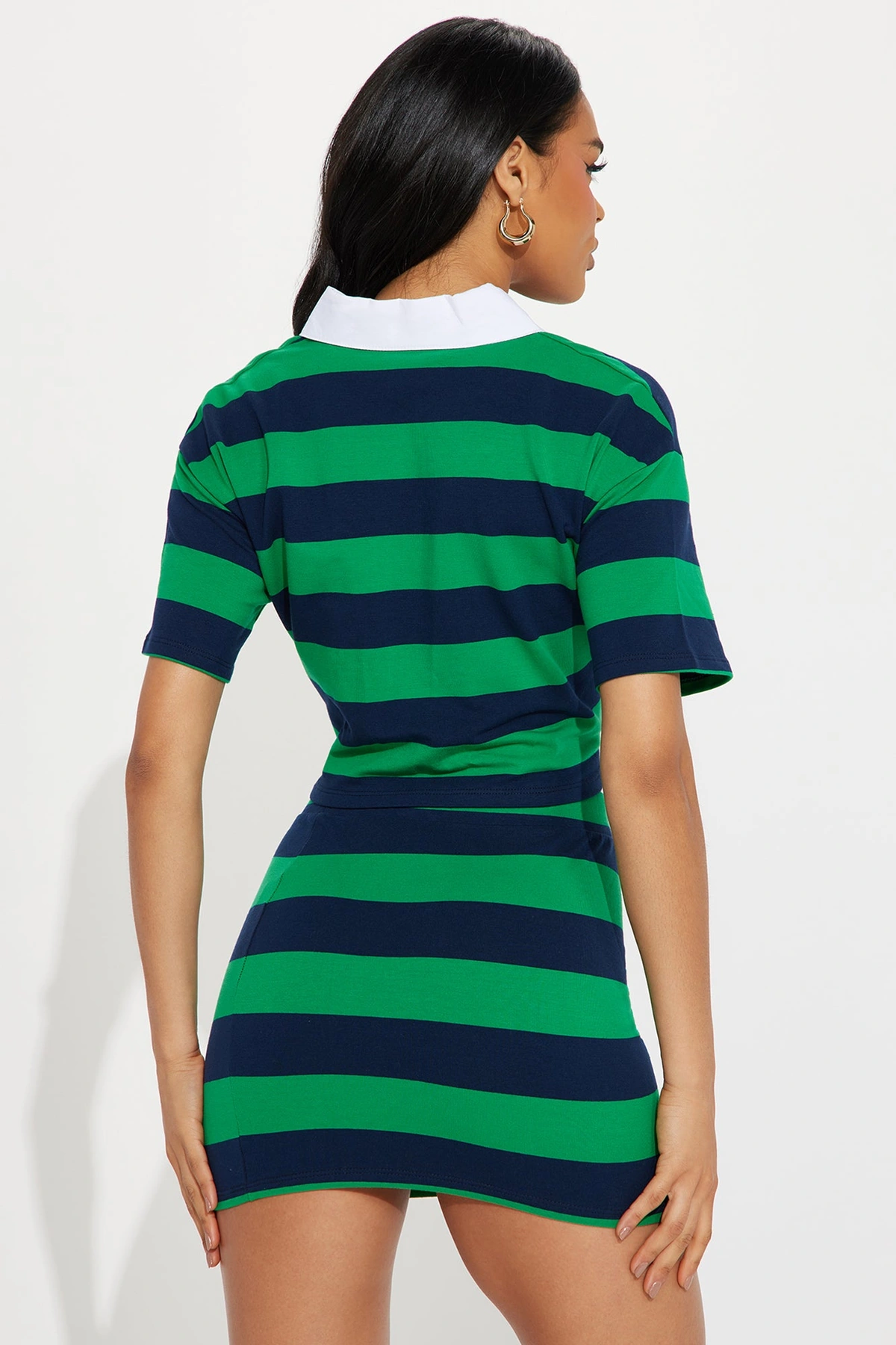Lindsay Striped Polo Skirt Set - Hunter — Verde-escuro