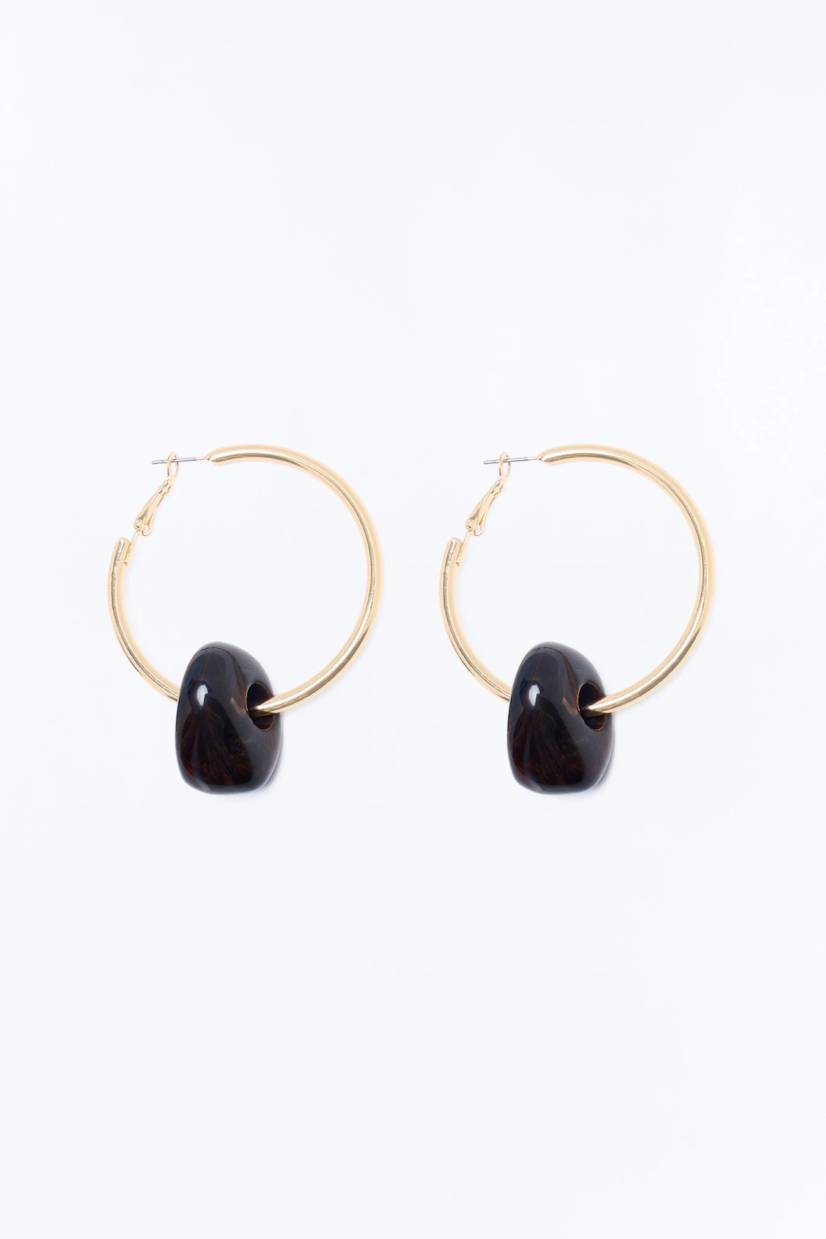 Boheme Hoop Earrings - Gold/Brown — Dourado/Castanho
