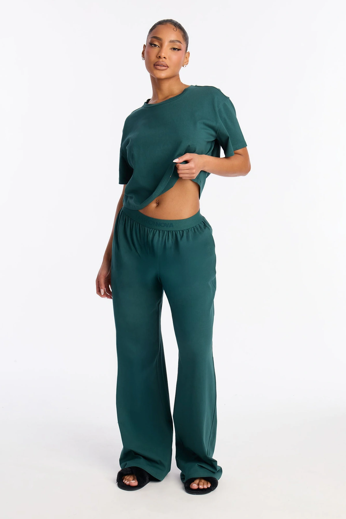 FN Mood Cotton PJ Pant Set - Hunter Green — Hunter Verde