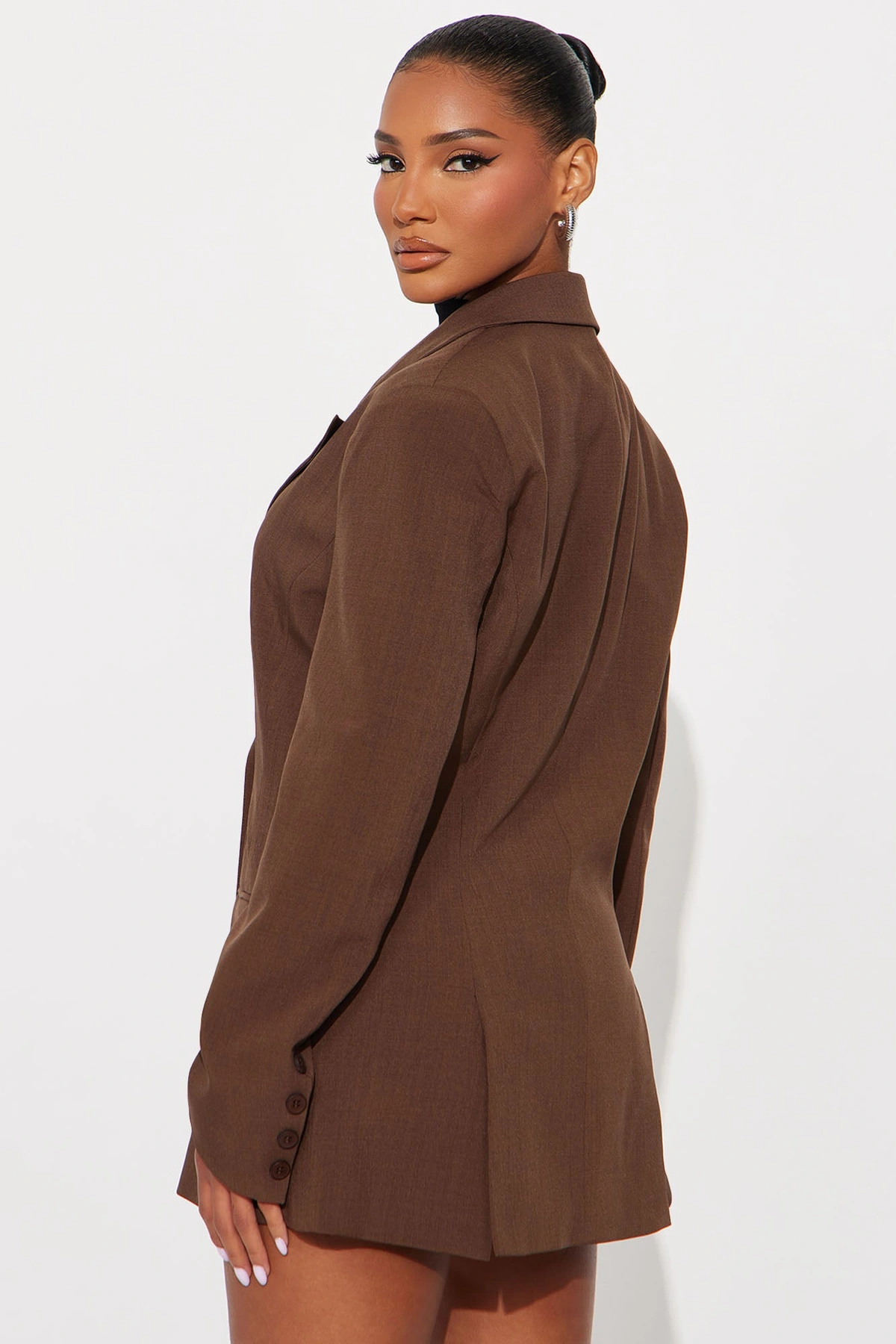 Giselle Double Breasted Hourglass Blazer - Chocolate — Chocolate
