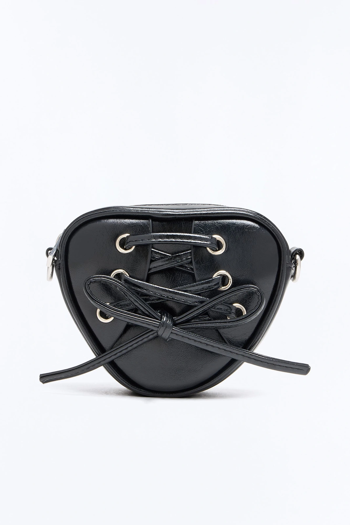 Stitch My Heart Faux Leather Crossbody Handbag - Black — Preto