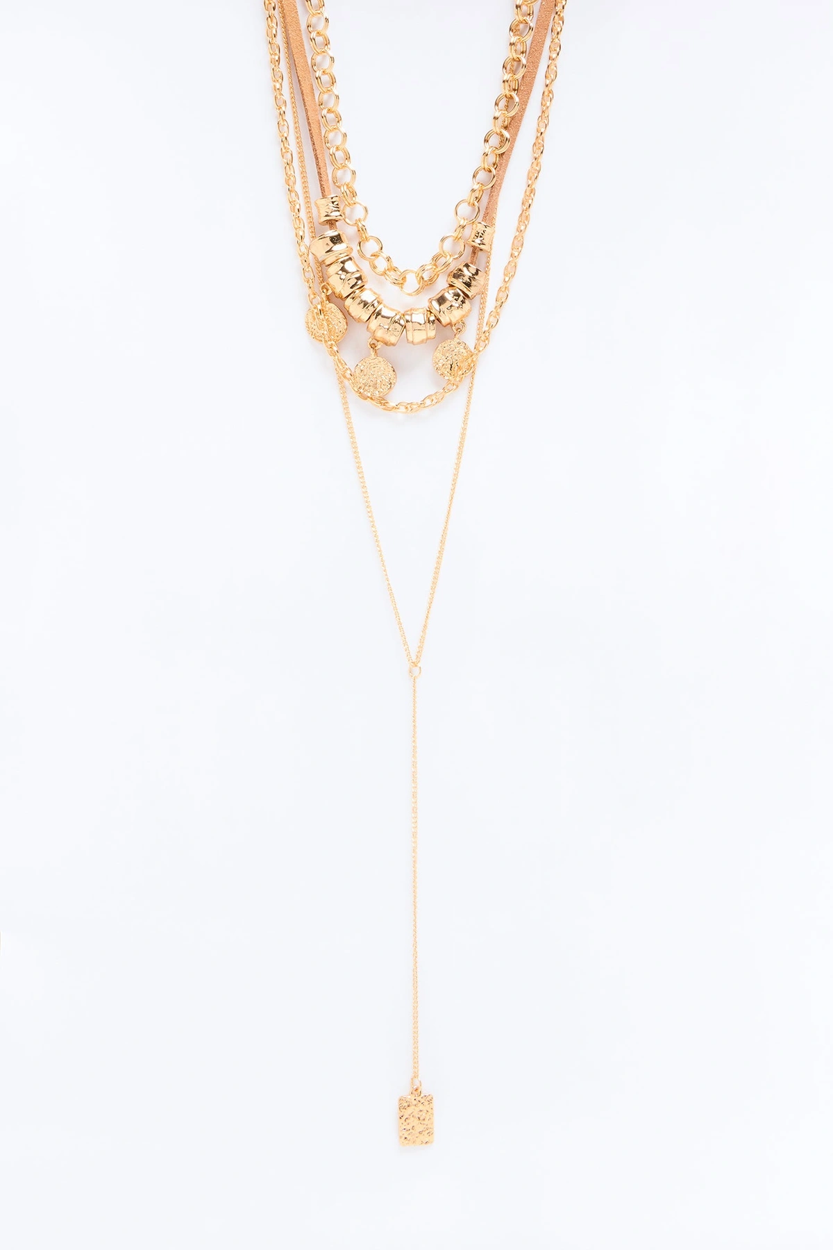 Coin Drift Layered Lariat Necklace - Gold — Dourado