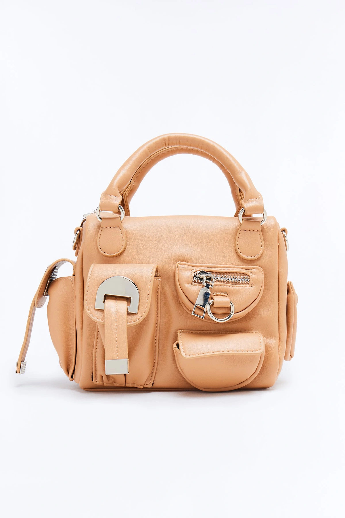 Pocket It Faux Leather Satchel Bag - Tan — Castanho-claro