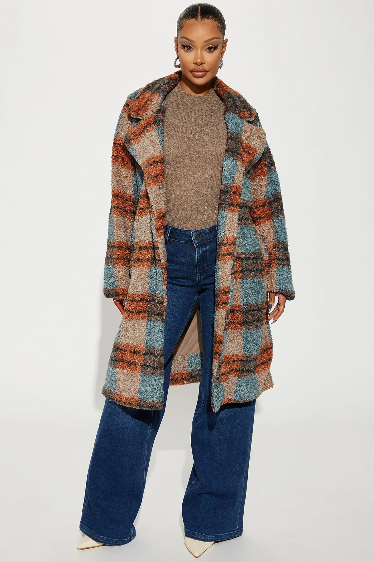 Slow Mornings Sherpa Trench Coat - Blue/combo — Azul/combinação