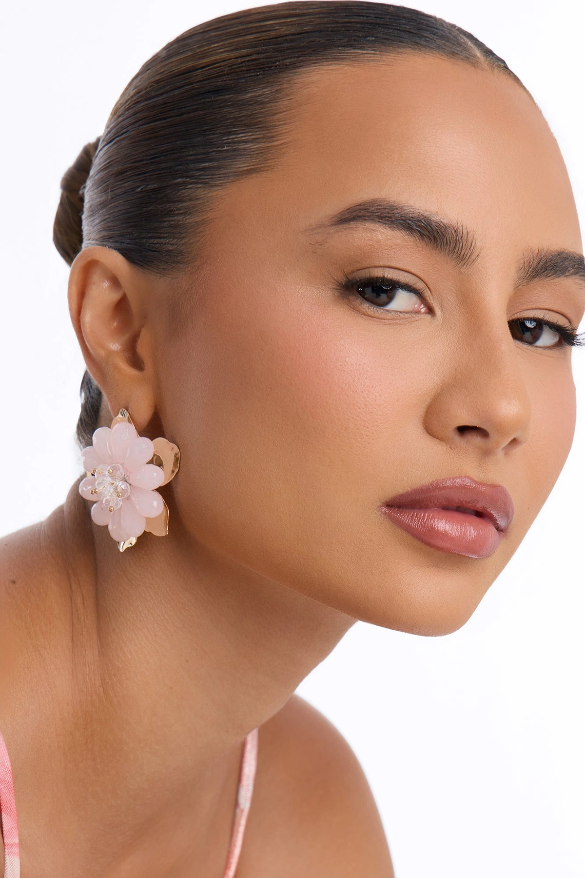Luminous Seduction Stud Earrings - Gold/Pink — Dourado/Rosa