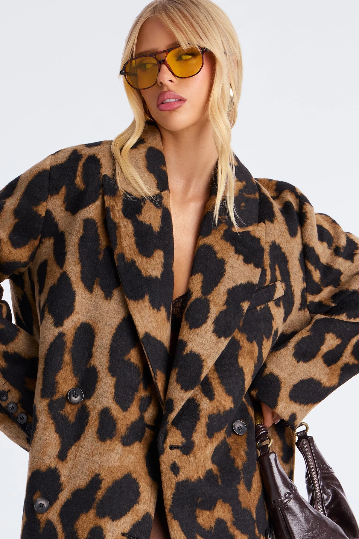 Take The Leap Leopard Double Breasted Coat - Leopard — Leopardo