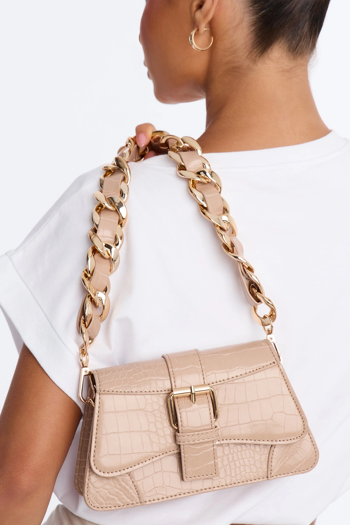 Lights Camera Faux Leather Shoulder Handbag - Nude — Nude