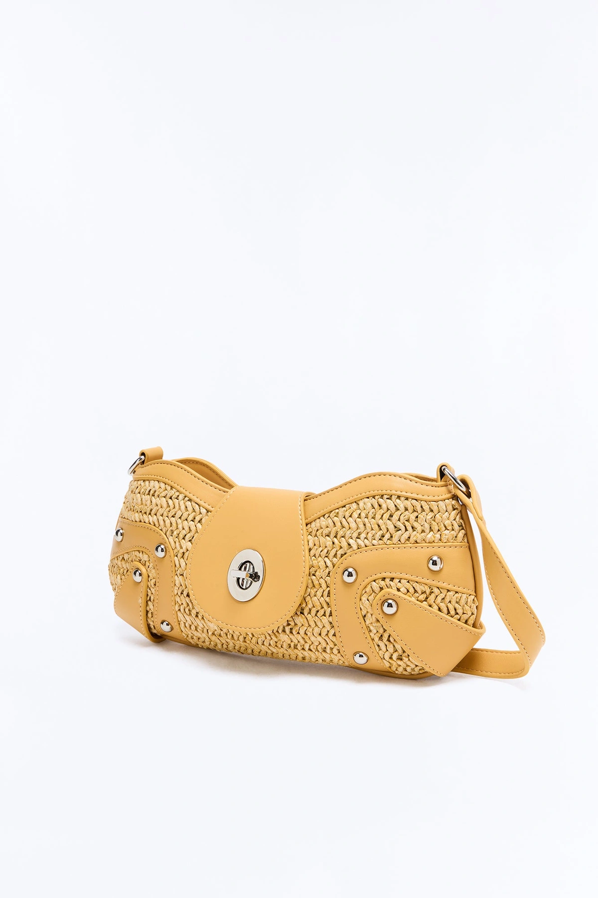 No Texts Or Calls Straw Shoulder Handbag - Cognac — Cognac
