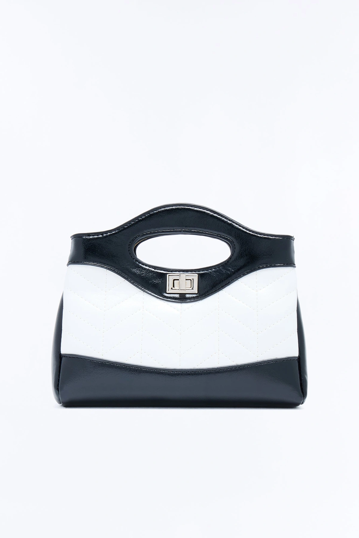 A Walk In Paris Faux Leather Crossbody - White/Black — Branco/Preto