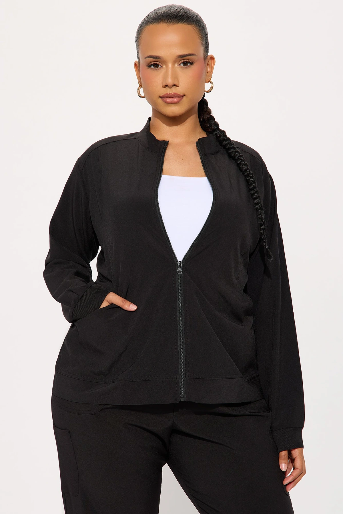 On The Daily Scrub Uniform Zip Up Jacket - Black — Preto