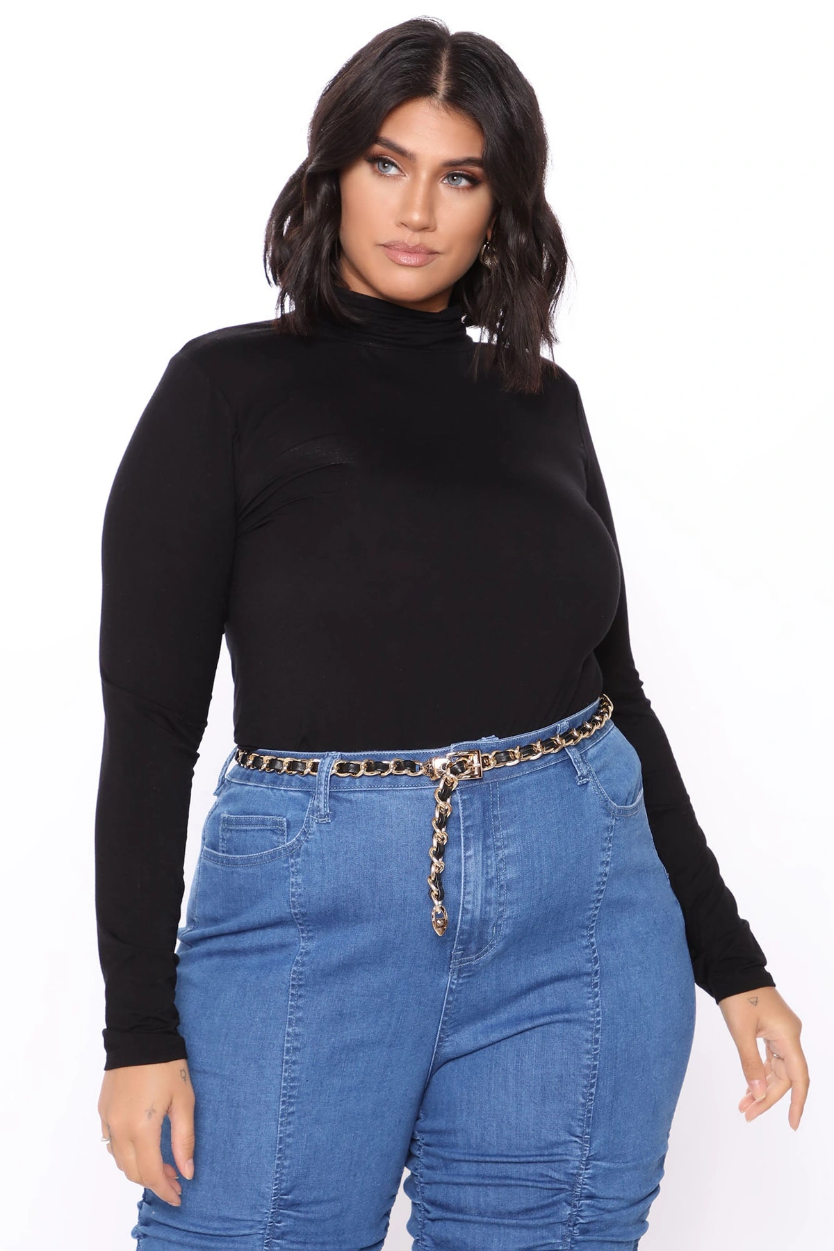 Pamela Turtle Neck Long Sleeve Top - Black — Preto