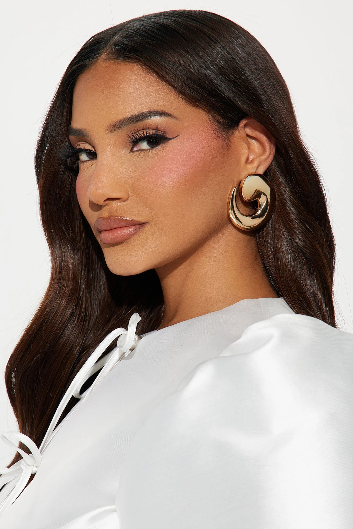 Gold Swirl Abstract Earrings - Gold — Dourado
